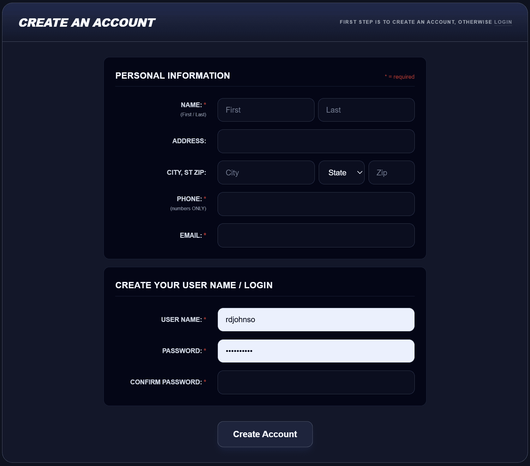 Create Your Account